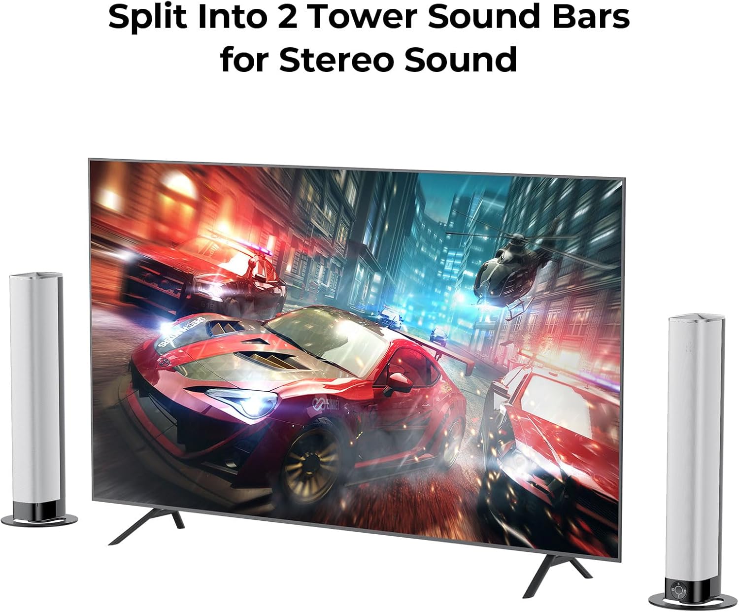 Assistrust KY-8000 Sound Bar – 80W, Bluetooth, ARC, Detachable (Silver)